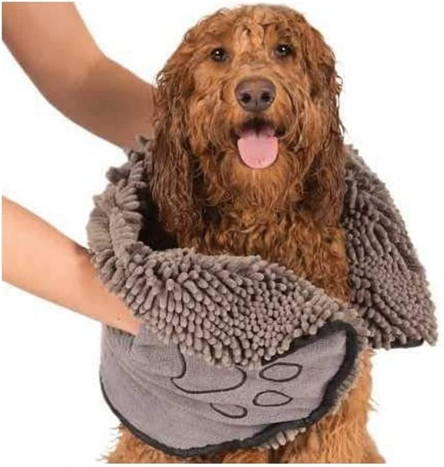 Shammy Dog Towels for Drying Dogs - Heavy Duty Soft Microfiber Bath Towel - Super Absorbent, Quick Drying, & Machine Washable - Must Have Dog & Cat Bathing Supplies | Grey 13X31